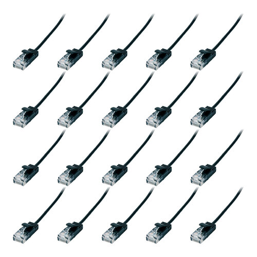 20PK Connect Cable Ultra Slim Male CAT6 Network Ethernet Cable 0.5m - Black