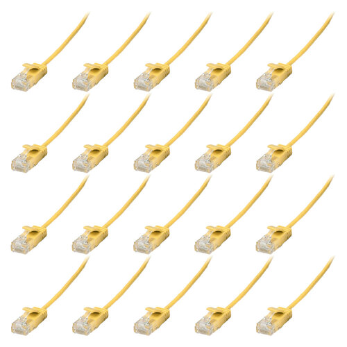 20PK Connect Cable Ultra Slim Male CAT6 Network Ethernet Cable 0.5m - Yellow