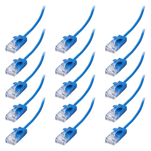 15PK Connect Cable Ultra Slim Male CAT6 Network Ethernet Cable 2m - Blue