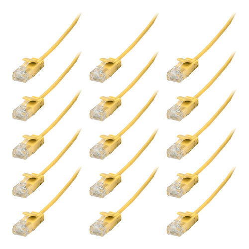 15PK Connect Cable Ultra Slim Male CAT6 Network Ethernet Cable 2m - Yellow