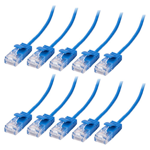 10PK Connect Cable Ultra Slim Male CAT6 Network Ethernet Cable 3m - Blue