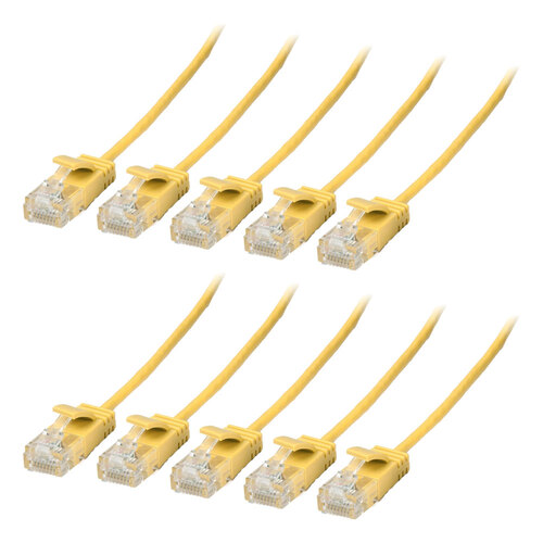 10PK Connect Cable Ultra Slim Male CAT6 Network Ethernet Cable 3m - Yellow