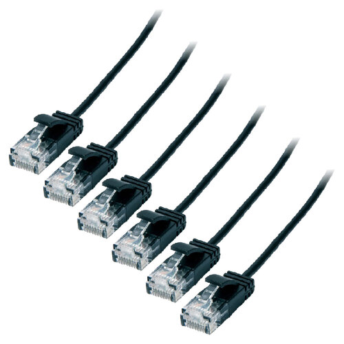 6PK Connect Cable Ultra Slim Male CAT6 Network Ethernet Cable 5m - Black