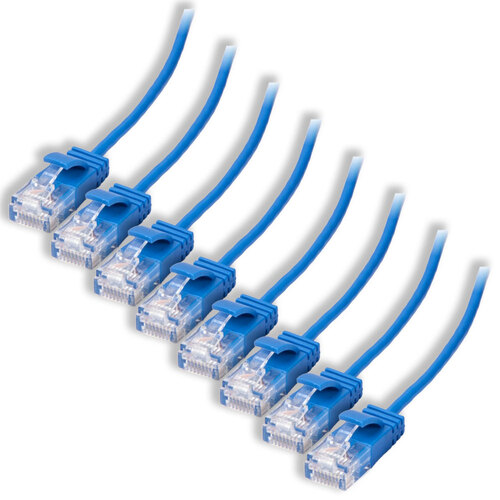 8PK Connect Cable Ultra Slim Male CAT6 Network Ethernet Cable 5m - Blue