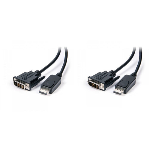 2PK Connect Cable Male DisplayPort to DVI-D Cable Adapter 2m - Black