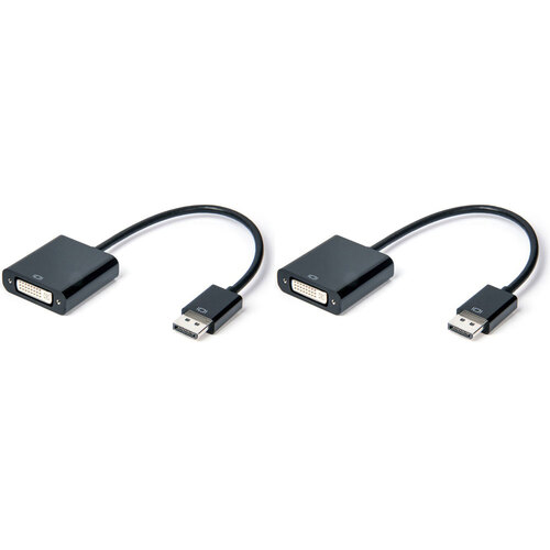 2PK Connect Cable Male DisplayPort to Female DVI Cable Adapter 0.2m - Black