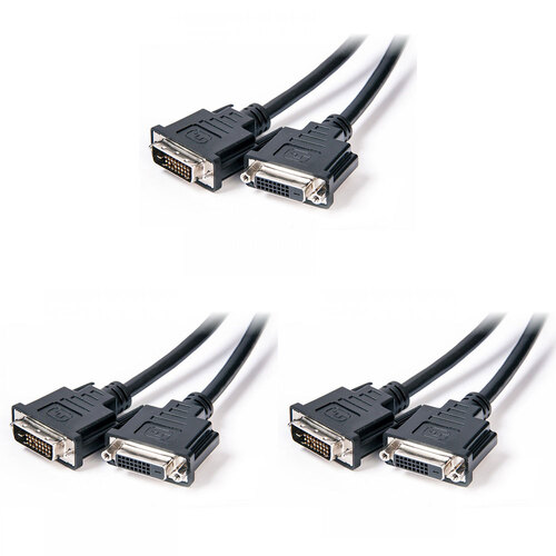 3PK Connect Cable Male to Female DVI-D Dual Link Video Extension Cable 2m Black