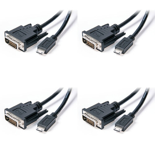 4PK Connect Cable Male Mini HDMI to DVI Cable 2m For PC/Monitor - Black