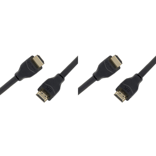 2PK Laser HDMI 2.1 Male 8K Connector Cable Ultra High Speed 2m - Black