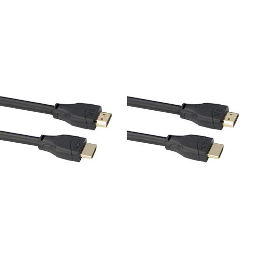 2PK Laser HDMI 2.1 Male 8K Connector Cable Ultra High Speed 3m - Black