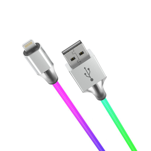 Laser USB-A to 8-Pin MFI Charging Cable 1m For iPhone 14 - Rainbow