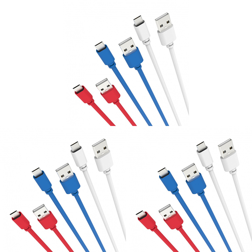 3PK 3PK Connect Cable Multicolour Micro-USB to USB 2.0 Connector Cable 2m