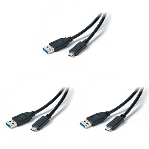 3PK Connect Cable Male USB-A to USB-C Adapter Cable 1m - Black