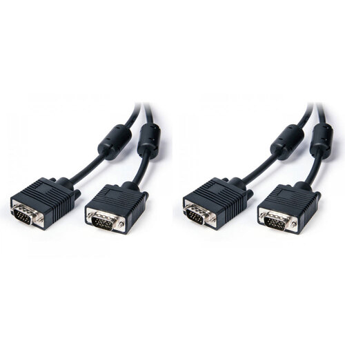 2PK Connect Cable Male VGA/SVGA Cable Connector 5m For Monitor - Black