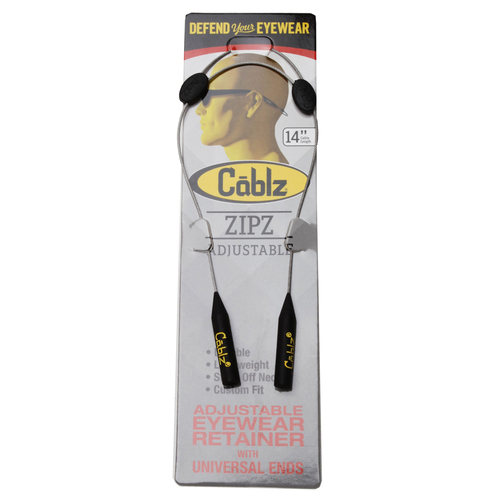 Cablz Zipz Adjustable Eyewear Lanyard Retainers - Black/Silver