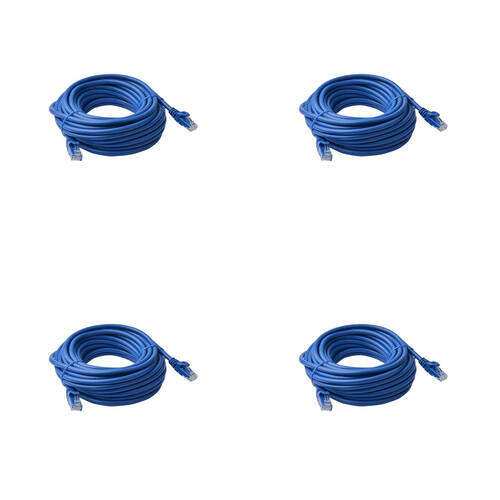 4PK 8Ware 20m Cat6a UTP Snagless Ethernet Cable LAN Connector - Blue