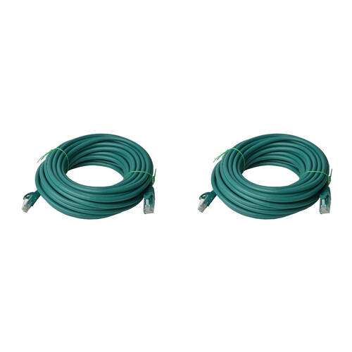 2PK 8Ware 20m Cat6a UTP Snagless Ethernet Cable LAN Connector - Green