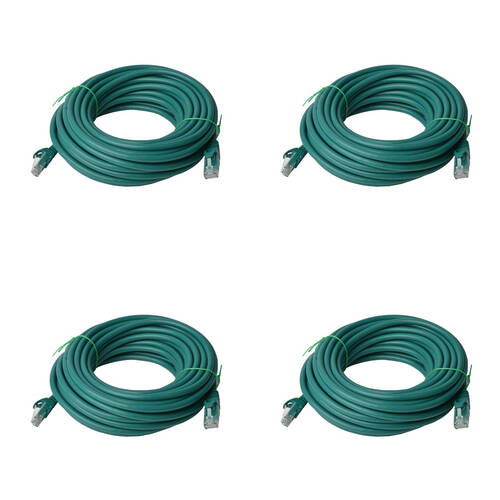 4PK 8Ware 20m Cat6a UTP Snagless Ethernet Cable LAN Connector - Green