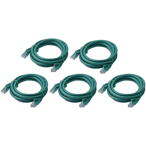 5PK 8Ware 2m Cat6a UTP Snagless Ethernet Cable LAN Connector - Green