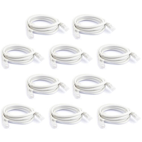 10PK 8Ware 2m Cat6a UTP Snagless Ethernet Cable LAN Connector - Grey