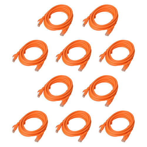 10PK 8Ware 2m Cat6a UTP Snagless Ethernet Cable LAN Connector - Orange