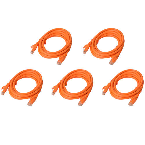 5PK 8Ware 2m Cat6a UTP Snagless Ethernet Cable LAN Connector - Orange