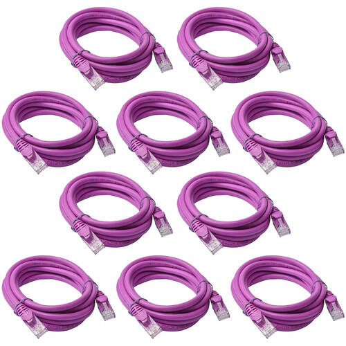 10PK 8Ware 2m Cat6a UTP Snagless Ethernet Cable LAN Connector - Purple