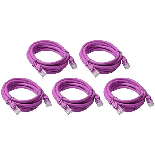 5PK 8Ware 2m Cat6a UTP Snagless Ethernet Cable LAN Connector - Purple