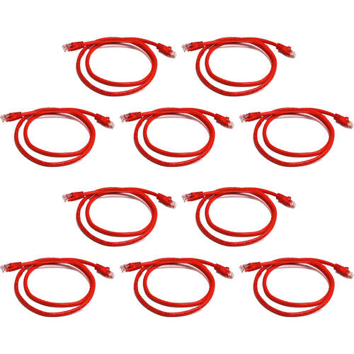 10PK 8Ware 2m Cat6a UTP Snagless Ethernet Cable LAN Connector - Red