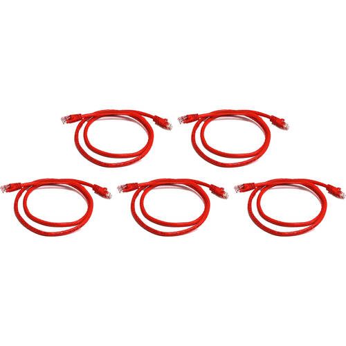 5PK 8Ware 2m Cat6a UTP Snagless Ethernet Cable LAN Connector - Red