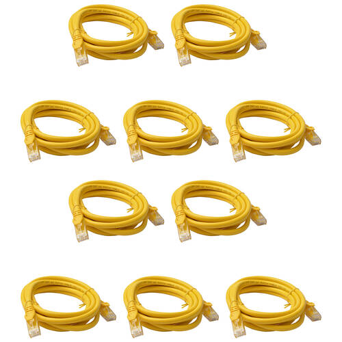 10PK 8Ware 2m Cat6a UTP Snagless Ethernet Cable LAN Connector - Yellow