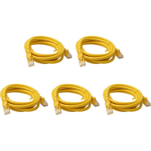 5PK 8Ware 2m Cat6a UTP Snagless Ethernet Cable LAN Connector - Yellow