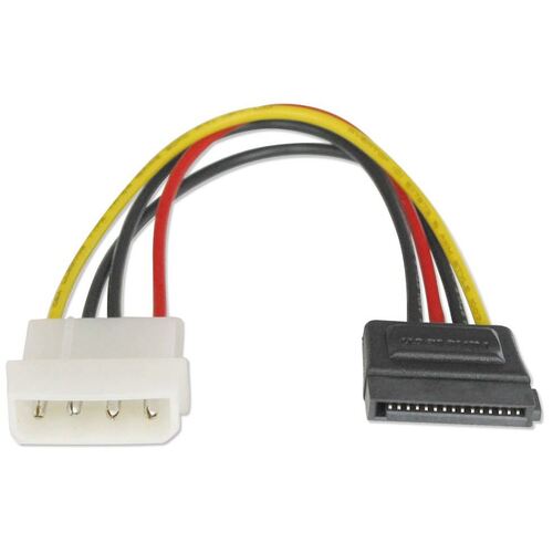 Astrotek SATA Power Cable 15cm 4 pins Male to 15 pins Female 18AWG RoHS LS