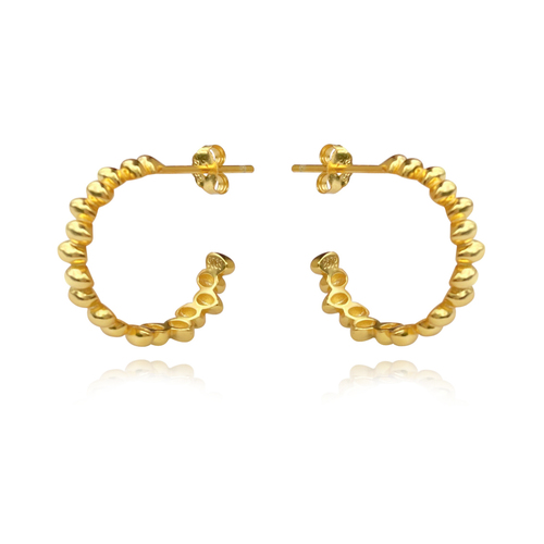 Culturesse Aisling 15mm Beaded C Hoop Earrings - Gold Vermeil