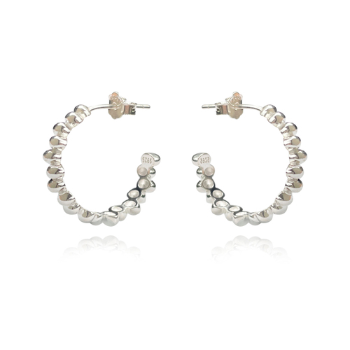 Culturesse Aisling Beaded 15mm C Hoop Earrings - Silver