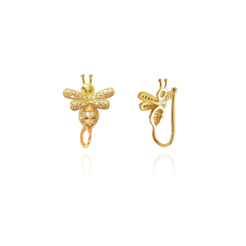 Culturesse Levana 25mm Bee Cuff Earrings For Pierced Ears - Gold