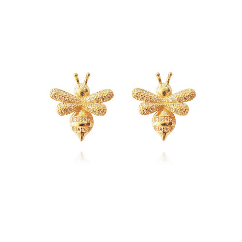 Culturesse Levina 18mm Bee Earrings For Pierced Ears - Gold