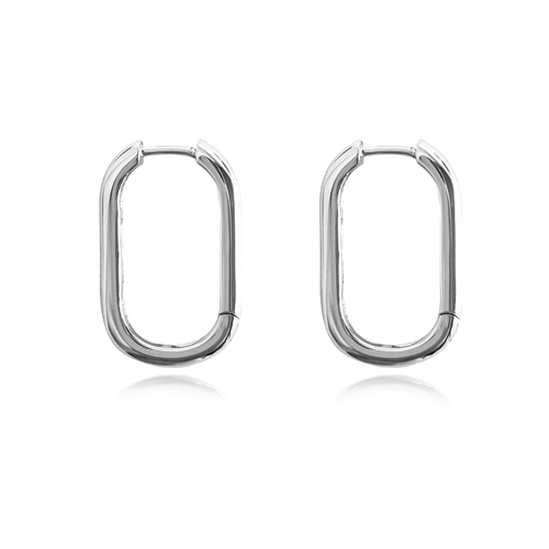 Culturesse Abel 25mm Minimalist U Huggie Earrings - Silver