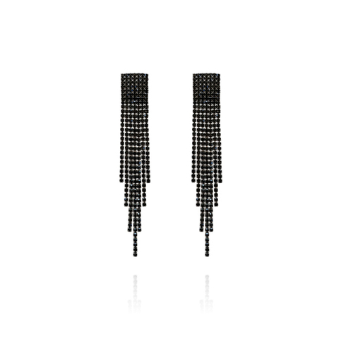 Culturesse Marley 100mm Shinning Noir Earrings - Noir