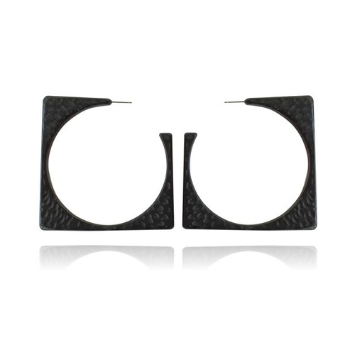 Culturesse Alia Geo Oversized 70mm Statement Earrings - Black