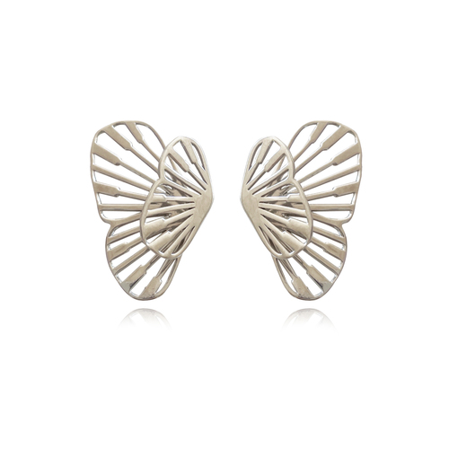 Culturesse Bellona 27mm Artsy Butterfly Earrings - Silver