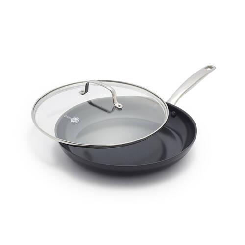 Greenpan 30cm Aluminium Chatham Frying Pan w/ Lid Black