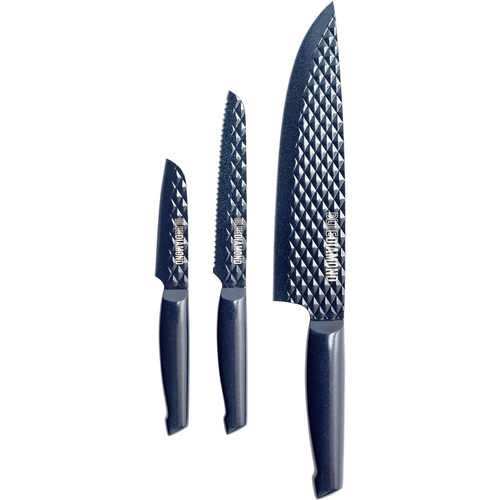 3pc Blue Diamond Cooking Knives Set Home Kitchen Cookware