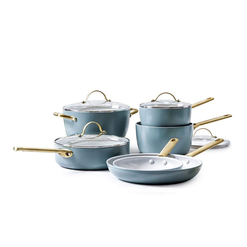 6pc GreenPan Padova Smokey Sky Kitchen Cookware Blue Set