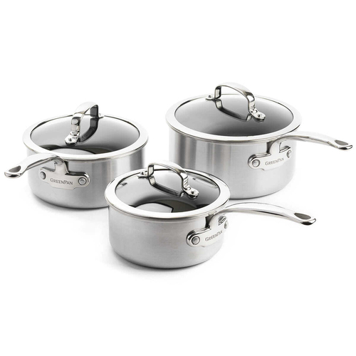 3pc GreenPan Premiere Home Kitchen Cookware Saucepan Set
