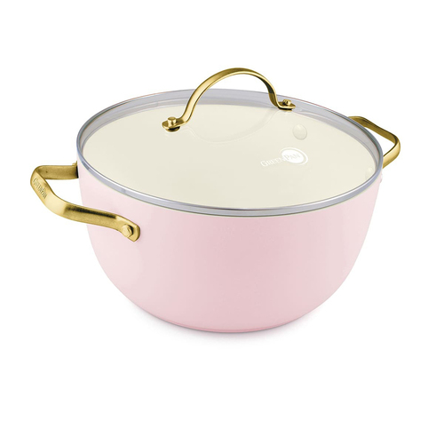 GreenPan Padova Pink Covered Casserole 24cm/4.7L Home Kitchen Cookware