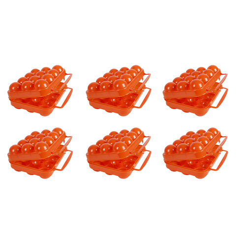 6PK Cockatoo Egg Carrier 12 Egg Plastic Outdoor Camping Orange