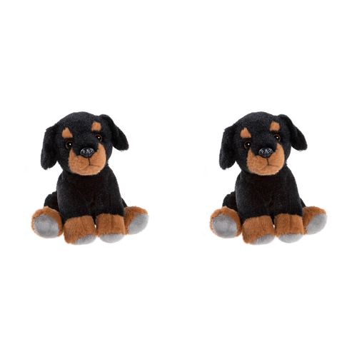 2PK Charlie Bears Cuddle Cub Rottie Dog Kids Soft Play Toy 0m+ - Black