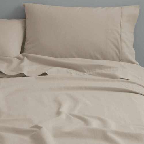 Canningvale Queen Bed Fitted Sheet Set Cozi Cotton Flannelette Natural