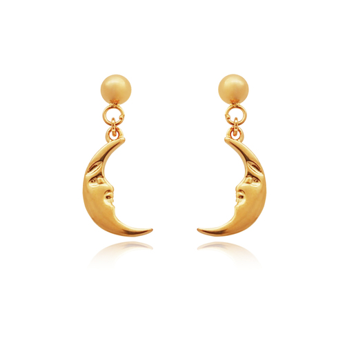 Culturesse Amaris 18mm Gold Filled Dainty Moon Earrings